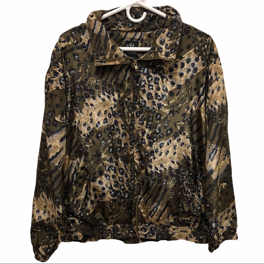 90s Leopard Print Windbreaker Jacket Size Large
